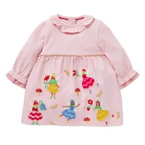 Baby Boden Pink Dress with Fairy Embroidery Appliqué